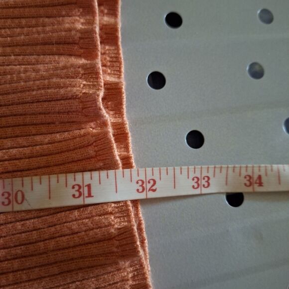 Abercrombie & Fitch Womens Bodycon Dress Short Sleeve Apricot Ribbed Mini Medium - Picture 10 of 11